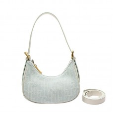 Denim Women Bag Underarm Single Shoulder Handbag Tote Niche Dumpling Bag  Light Denim Color