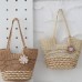 Knitting Straw Shoulder Bag Hollow Wave Large Capacity Tote Bag With Lining  Light Brown