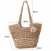 Knitting Straw Shoulder Bag Hollow Wave Large Capacity Tote Bag With Lining  Light Brown