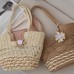 Knitting Straw Shoulder Bag Hollow Wave Large Capacity Tote Bag With Lining  Light Brown