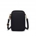 Crossbody Mobile Phone Bag Mini Vertical Coin Purse For Women Back Headphone Hole Design  Black