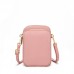 Crossbody Mobile Phone Bag Mini Vertical Coin Purse For Women Back Headphone Hole Design  Pink