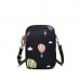 Crossbody Mobile Phone Bag Mini Vertical Coin Purse For Women Back Headphone Hole Design  Black Balloon