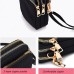 Crossbody Mobile Phone Bag Mini Vertical Coin Purse For Women Back Headphone Hole Design  Black