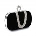 U  Shape Embellished Evening Bag Ladies Banquet Evening Clutch Bag  Black