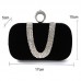 U  Shape Embellished Evening Bag Ladies Banquet Evening Clutch Bag  Black