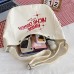 Large Capacity Canvas Bag Women Tote Printed Letter Casual Simple Shoulder Bag  White