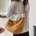 Large Capacity Canvas Bag Women Tote Printed Letter Casual Simple Shoulder Bag  White